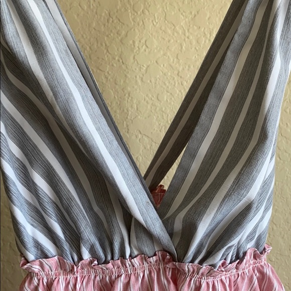 Elodie Striped Cross Back Peplum Tank - Picture 4 of 9